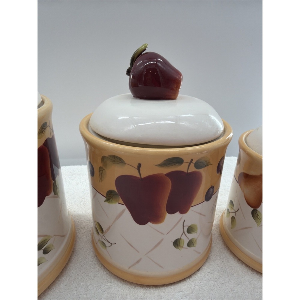 Set of 3 Canister & Lid Sonoma Villa - Rubber Seal Ceramic Home Interiors Fruits - Picture 3 of 12